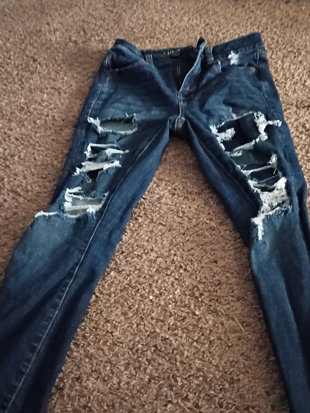 American Eagle Outfitters Dark Blue Ripped Skinny Jeans